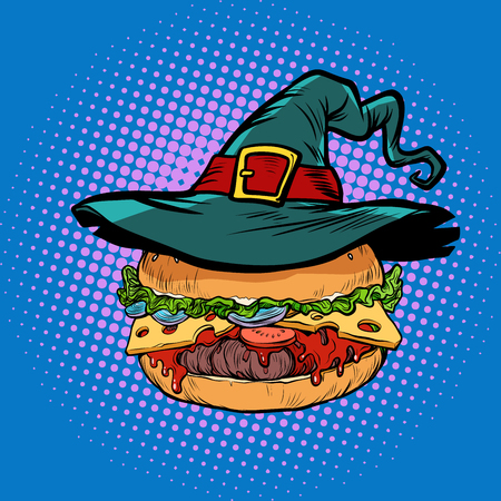 Halloween Burger, fast food holiday. Pop art retro vector illustration vintage kitschの写真素材