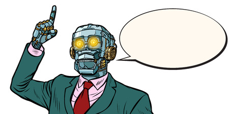 emotional speaker robot, dictatorship of gadgets. isolate on white background. Pop art retro vector illustrationのイラスト素材