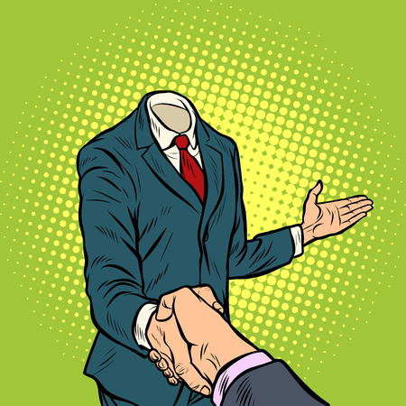 businessman handshake, a template without a head. Pop art retro vector illustrationのイラスト素材