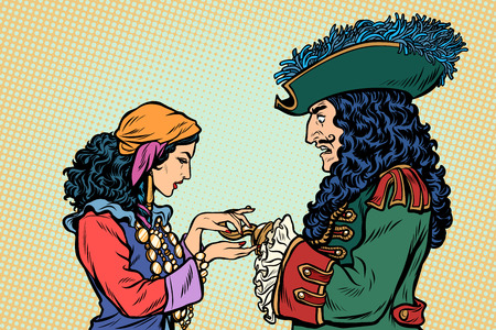 fortune teller and pirate with a hook. Pop art retro vector illustration vintage kitschのイラスト素材