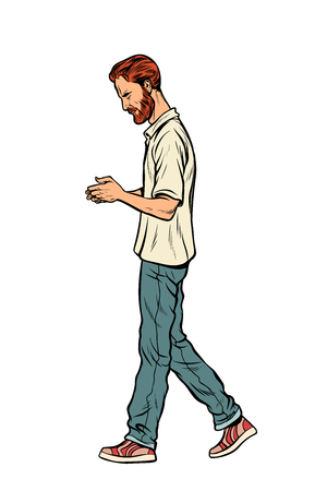 man walking down the street. Pop art retro vector illustration vintage kitschのイラスト素材