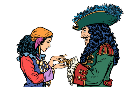 fortune teller and pirate with a hook. isolate on white background. Pop art retro vector illustration vintage kitschのイラスト素材