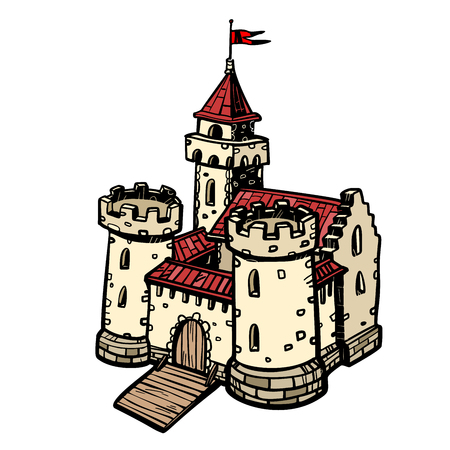 medieval castle, fairy kingdom. real estate. isolate on white background Pop art retro vector illustration drawing kitsch vintageのイラスト素材