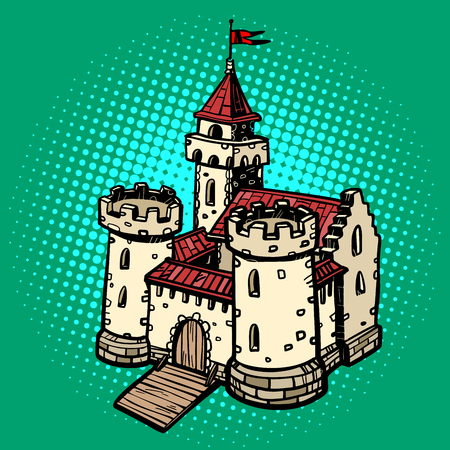 medieval castle, fairy kingdom. real estate. Pop art retro vector illustration drawing kitsch vintageのイラスト素材