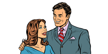 couple husband and wife. Pop art retro vector illustration drawing kitsch vintageのイラスト素材
