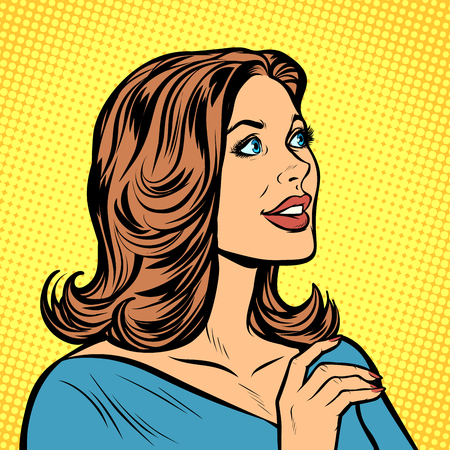 beautiful woman in profile. Pop art retro vector illustration drawing kitsch vintageのイラスト素材