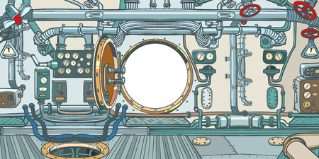 compartment or command deck of a spaceship. Pop art retro vector illustration vintage kitschのイラスト素材