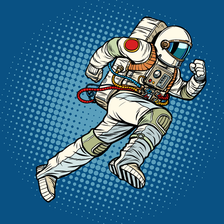 astronaut runs forward. Pop art retro vector illustration vintage kitschのイラスト素材