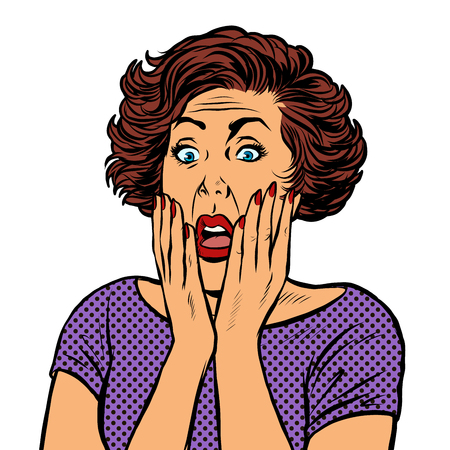 surprised retro womanのイラスト素材