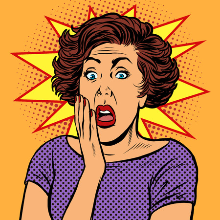 surprised retro womanのイラスト素材