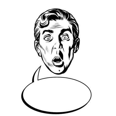 surprised man face headのイラスト素材