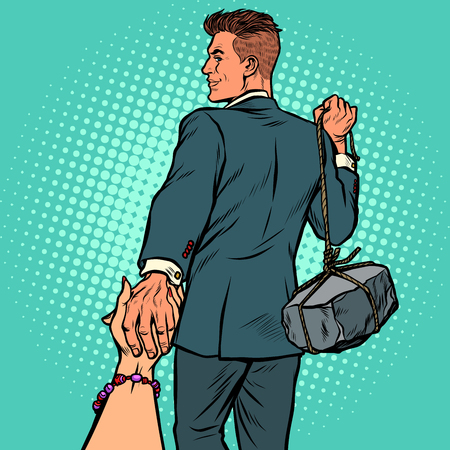 follow me businessman with a stoneのイラスト素材