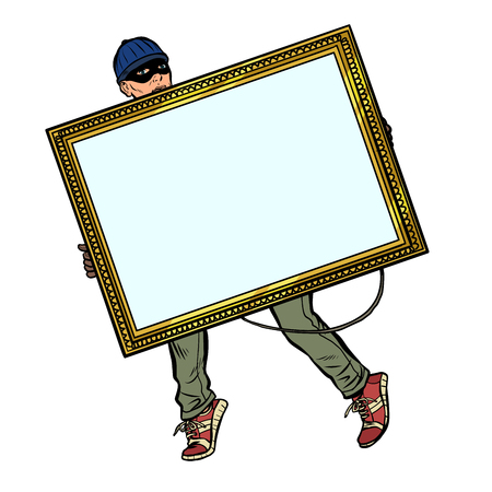 a thief steals a paintingのイラスト素材