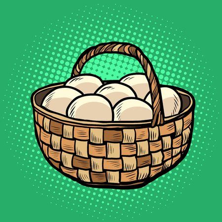 egg basket. farm products. Pop art retro vector illustration vintage kitschのイラスト素材