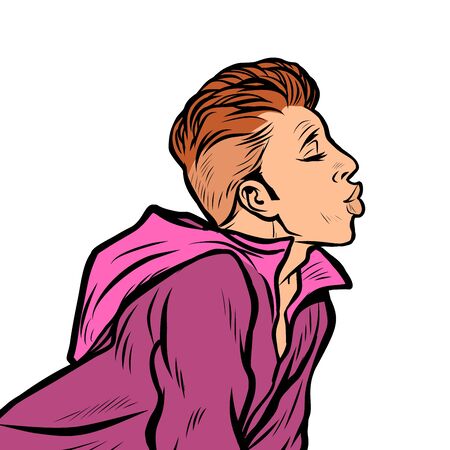 a man wants to kiss. Pop art retro vector Illustrator vintage kitsch drawingのイラスト素材