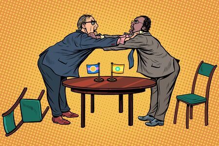racial discrimination. policy diplomacy and negotiations. Fight opponents. Pop art retro vector illustration drawingのイラスト素材