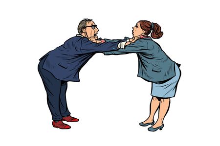man against woman. gender confrontation and enmity. policy diplomacy and negotiations. Fight opponents. Pop art retro vector illustration drawingのイラスト素材