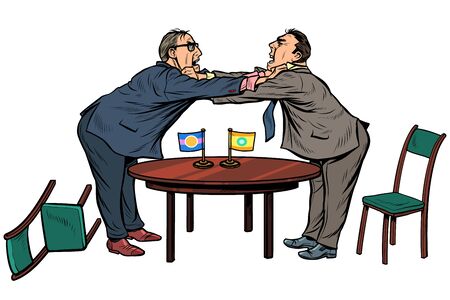policy diplomacy and negotiations. Fight opponents. Pop art retro vector illustration drawingのイラスト素材