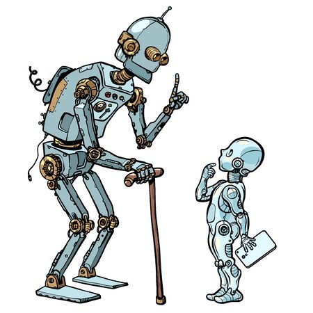 old and new robot. Pop art retro vector illustration drawingのイラスト素材