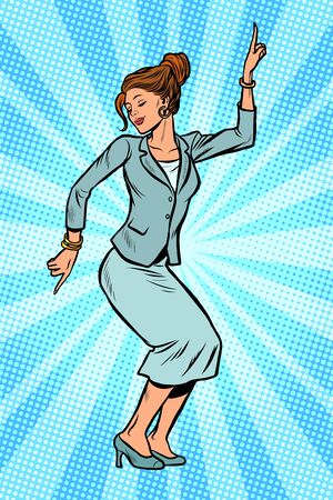 Dancing business woman. Disco dance club music. Pop art retro vector illustration drawingのイラスト素材