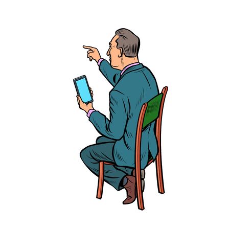 meeting businessman with smartphone. Pop art retro vector illustration drawingのイラスト素材