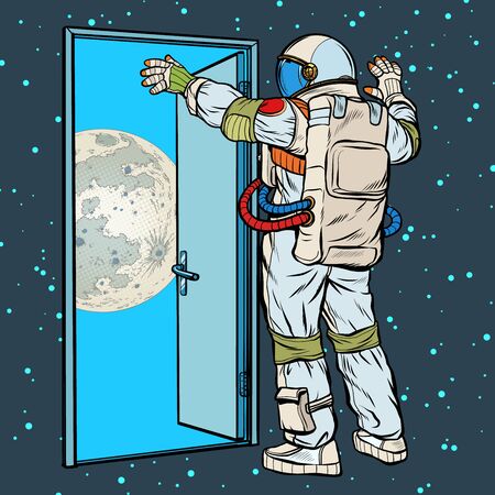 astronaut opens the arms of the moonのイラスト素材
