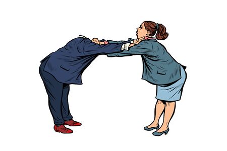 headless pattern man against woman. gender confrontation and enmity. policy diplomacy and negotiations. Fight opponents. Pop art retro vector illustration drawingのイラスト素材