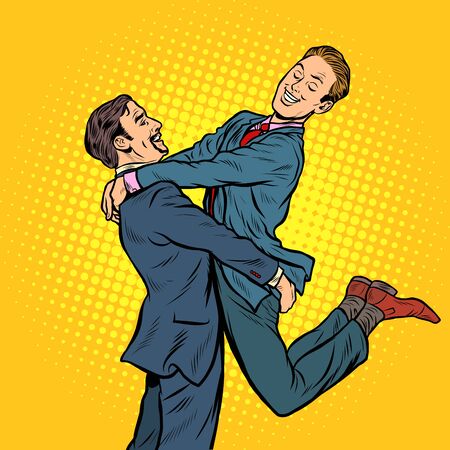 gay couple in love. Pop art retro vector illustration drawingのイラスト素材