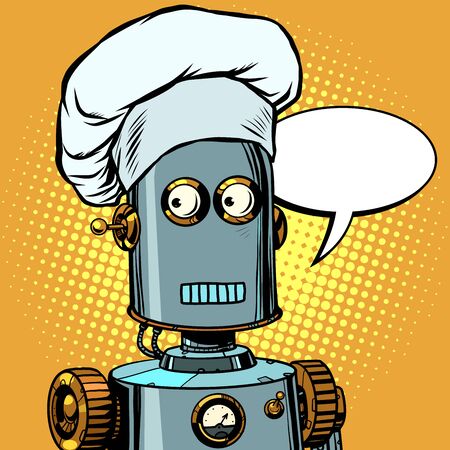 Robot cook food, takes orders at the restaurantのイラスト素材