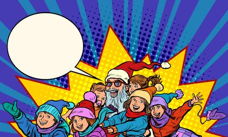 Santa Claus with children. Christmas and New yearのイラスト素材