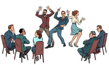Dance competition. Dancing people and jury. isolate on white backgroundのイラスト素材