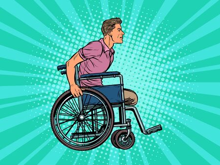 legless man disabled veteran in a wheelchair. pop art retro vector illustration kitsch vintage drawing 50s 60sのイラスト素材