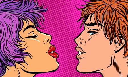 man and woman couple kissのイラスト素材