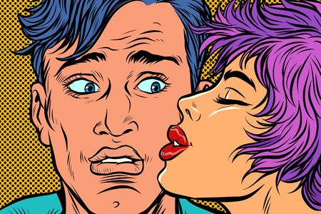 man and woman couple kissのイラスト素材
