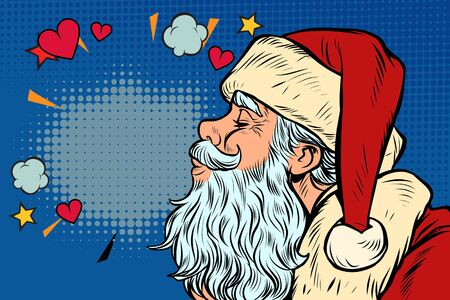 Kiss of love. Santa Claus character, Christmas and New yearのイラスト素材