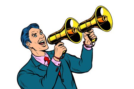 businessman with a megaphone. announcement advertisingのイラスト素材