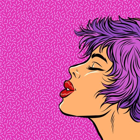 a woman with his eyes closed. face kiss. feelings passion romanceのイラスト素材