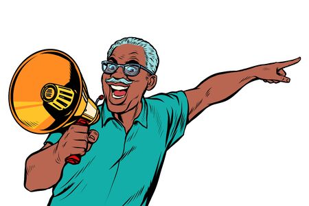 african elderly man with a megaphoneのイラスト素材