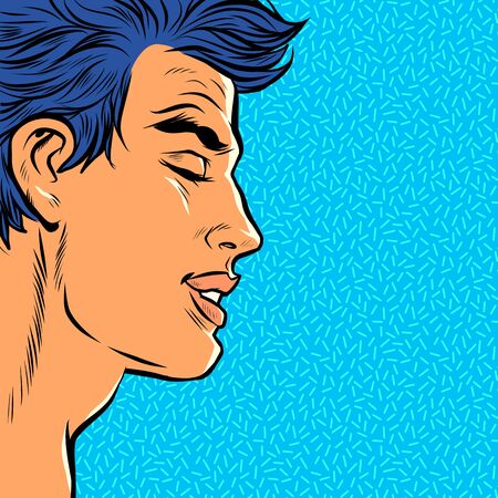 a man with his eyes closed. face kiss. feelings passion romanceのイラスト素材