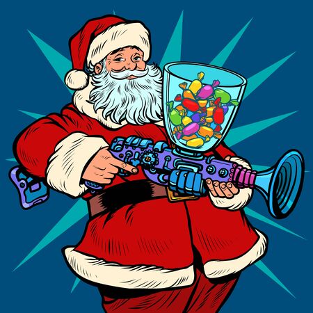 Santa Claus candy machine, Christmas and New year. Pop art retro vector illustration kitsch vintage drawingのイラスト素材