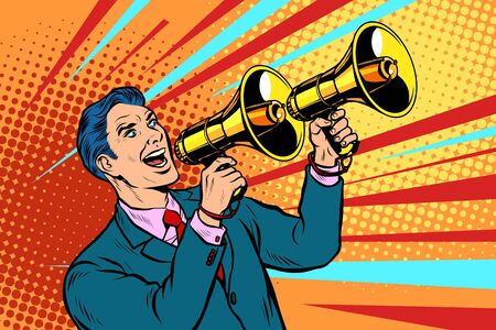 businessman with a megaphone. announcement advertisingのイラスト素材