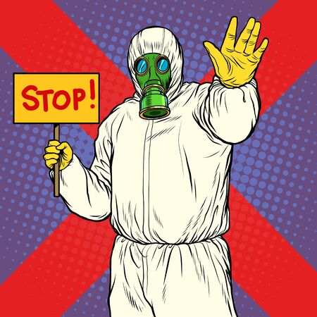 Stop doctor quarantine.  Pop art retro vector illustration 50s 60s styleのイラスト素材