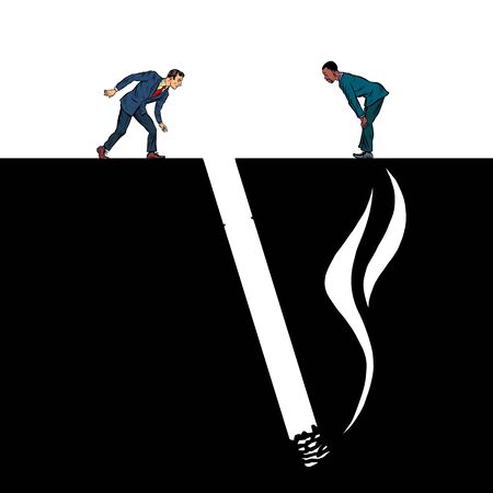 smoking cigarette, smoking harmful. Pit silhouette. Pop art retro vector illustration 50s 60s styleのイラスト素材
