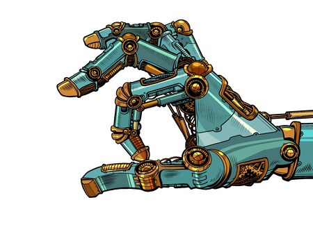 robot hand click. Pop art retro vector illustration vintage kitsch 50s 60s styleのイラスト素材
