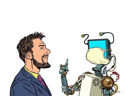 The robot teacher. Distance education during the epidemicのイラスト素材