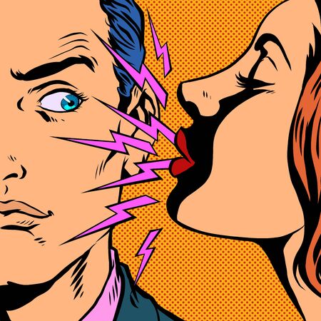 a woman sneezes at a man. Pop art retro vector illustration vintage kitsch 50s 60s styleのイラスト素材