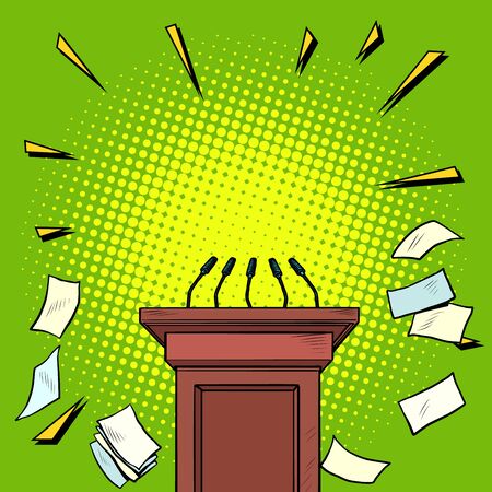 tribune chair podium. Pop art retro vector illustration kitsch vintage 50s 60s styleのイラスト素材
