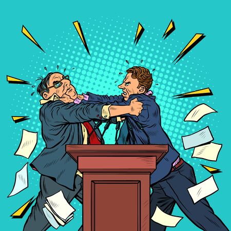 politicians fight, political debatesのイラスト素材