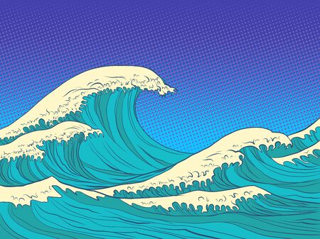 ocean high wavesのイラスト素材