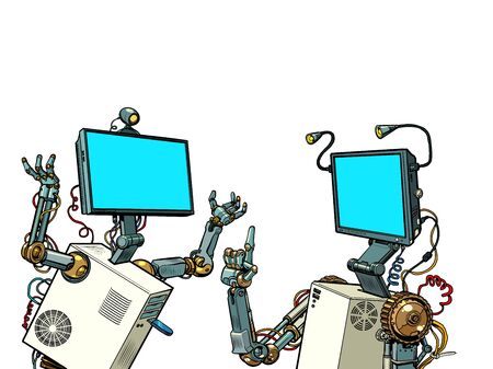 two robots communicateのイラスト素材